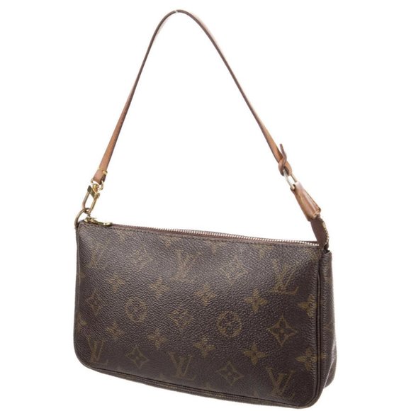 Louis Vuitton LV Monogram Pochette Brown Leather Gold Hardware Leather Strap - Picture 2 of 6